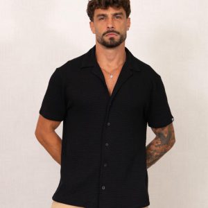 Camisa Masculina Preta Trico Touch